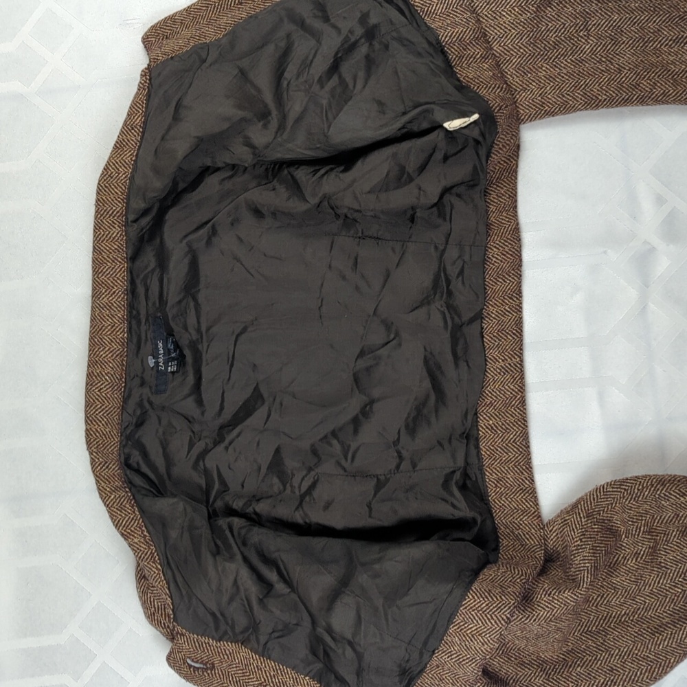 SOLD! Wool Blend Herringbone Bolero Old Fashioned Zara - Picture 4 of 12